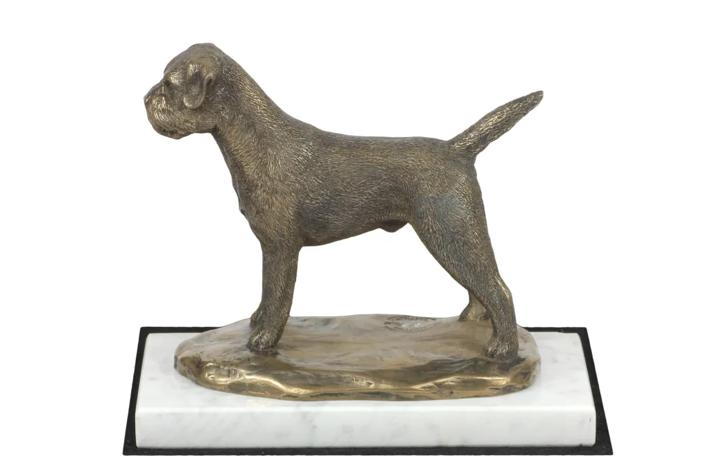 Cadeau Idéal Border Terrier : Statue Marbre Blanc Durable pour Collection - 2