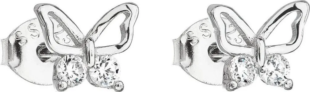 Boucles Papillon Argent Zirconia - Bijou Élégant 11036.1 sans Allergie