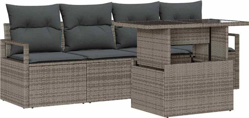 "WINTER SALE" Sofa Set mit Kissen 5 pcs Grau Poly-Rattan - 100x55x73cm - Gartensofas NeuMöbel301587