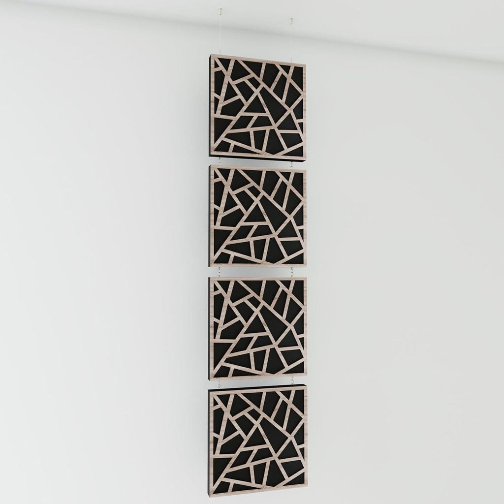 4er-Pack—Dekorative Akustik-Hängepaneele |200x50cm | Hängende Raumteiler | Modulare schallabsorbierende Paneele |SKYROSS | Sonoma