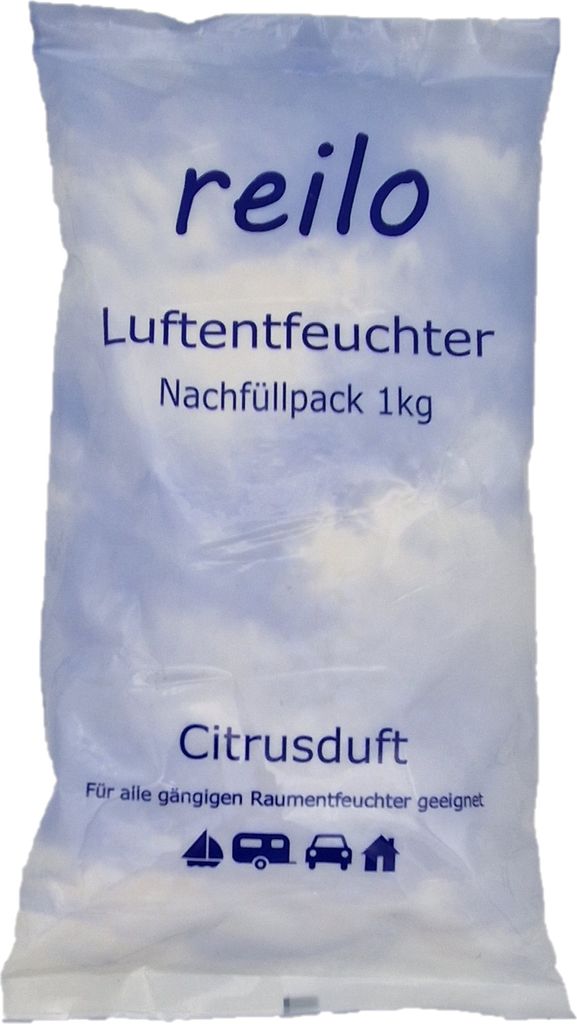 10x 1kg reilo "Citrusduft" Luftentfeuchter Granulat (Calciumchlorid) im Vliesbeutel, Nachfüllpack für Raumentfeuchter