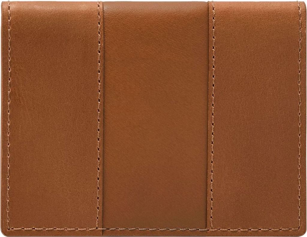 FOSSIL Leder Kartenetui Everett Card Case Bifold Saddle hellbraun
