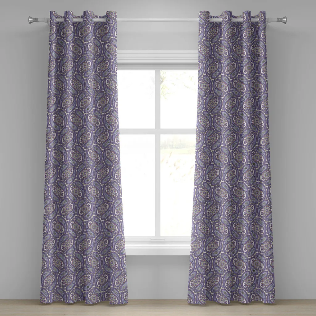 Tende Paisley Blu e Viola ABAKUHAUS | Eleganza Tribale 2 Pannelli