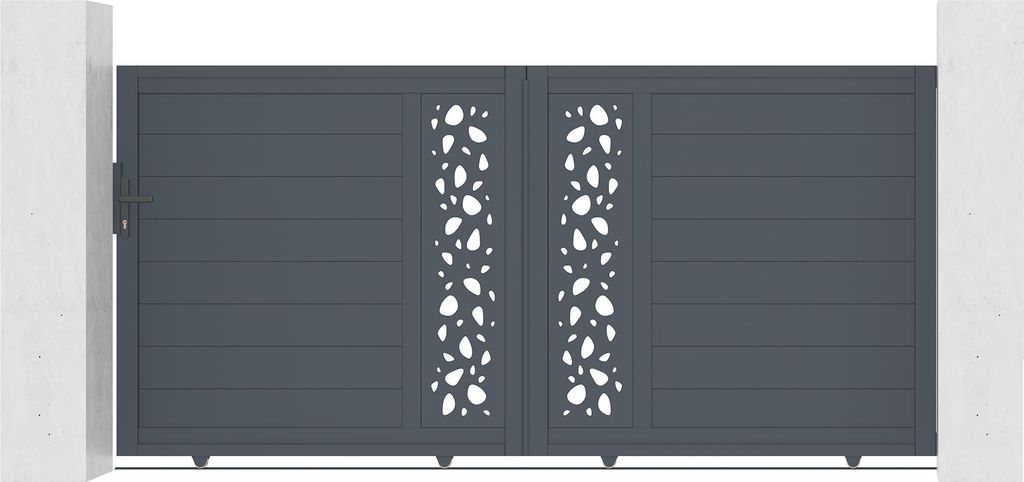 Schiebetor 3m SUNNY H.140cm + Gartentür 1m SUNNY H.140cm aluminium grau