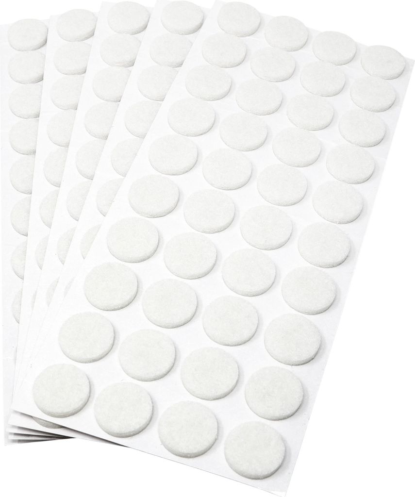 Adsamm | 200 x selbstklebende Filzgleiter / Weiß / Ø 18 mm / rund / Möbelgleiter aus Filz mit 3.5 mm Stärke