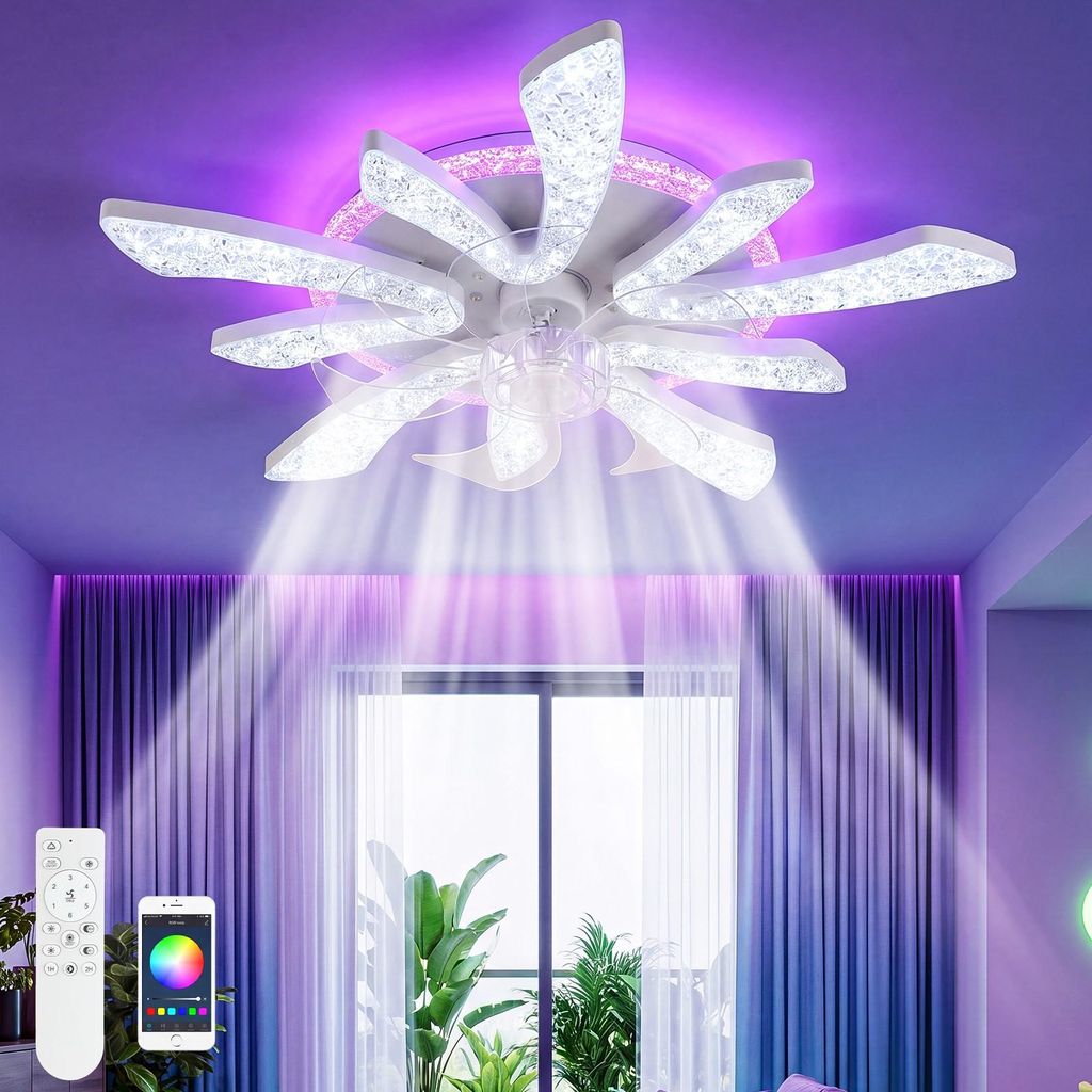 70W V-form LED Deckenleuchte mit RGB Backlight, Leise Produktbild 