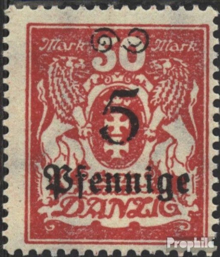 Briefmarken Danzig 1923 Mi 181 mit Falz Aushilfsausgabe