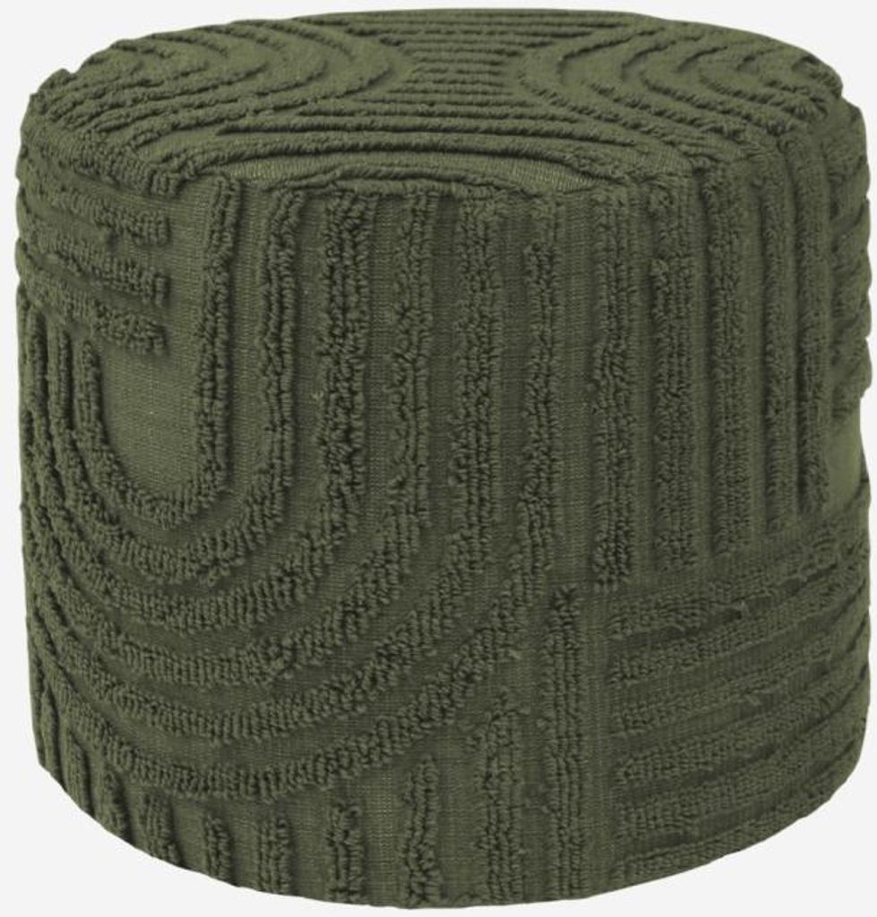 sweeek - Runder Hocker aus getuftetem Bouclé - Khaki