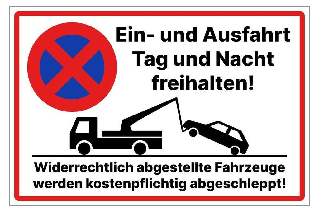 Ein- und Ausfahrt freihalten Schild PVC Hartschaumplatte Produktbild 
