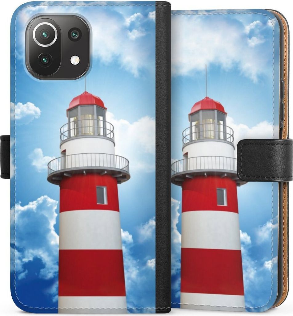 DeinDesign Klapphülle für Xiaomi Mi 11 Lite 5G NE Handytasche Lederhülle Tasche Himmel Leuchtturm Wolke
