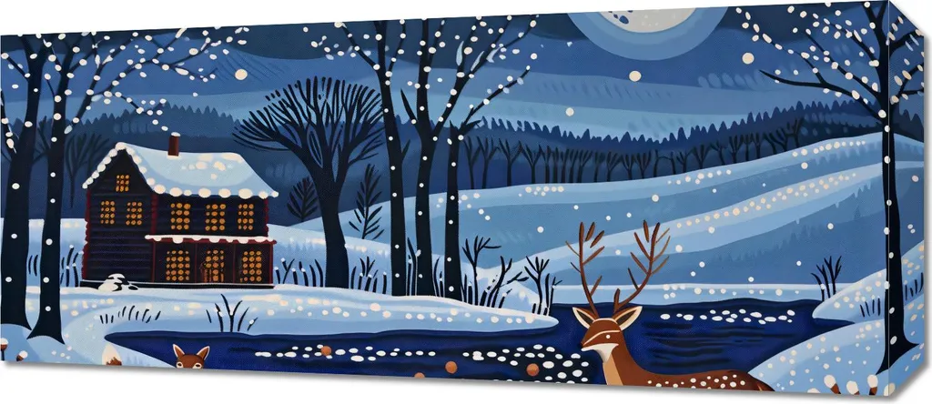 Tableau Paysage Hivernal 70x30 cm L'hiver arrive - Qualité Galerie