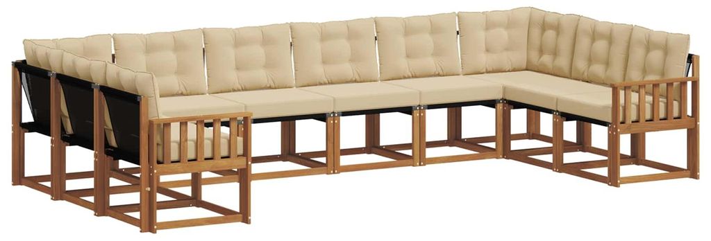 vidaXL Outdoor-Sofagarnitur mit Kissen 10 pcs Natur und Beige
