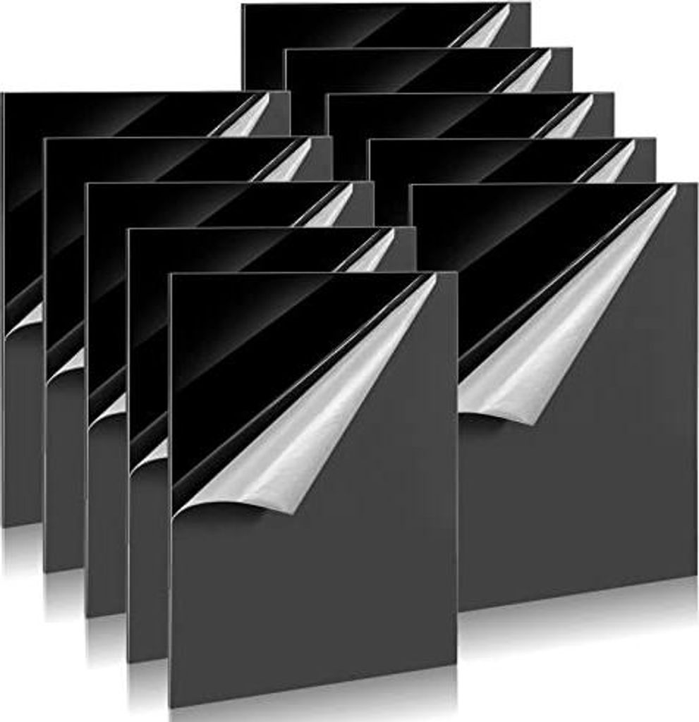 10 Stück Schwarze Acrylglasplatten 21 x 29.7 cm, 1.7 mm Dicke Kunststoffplatten für Display, Bilderrahmen, Malerei und DIY-Projekte