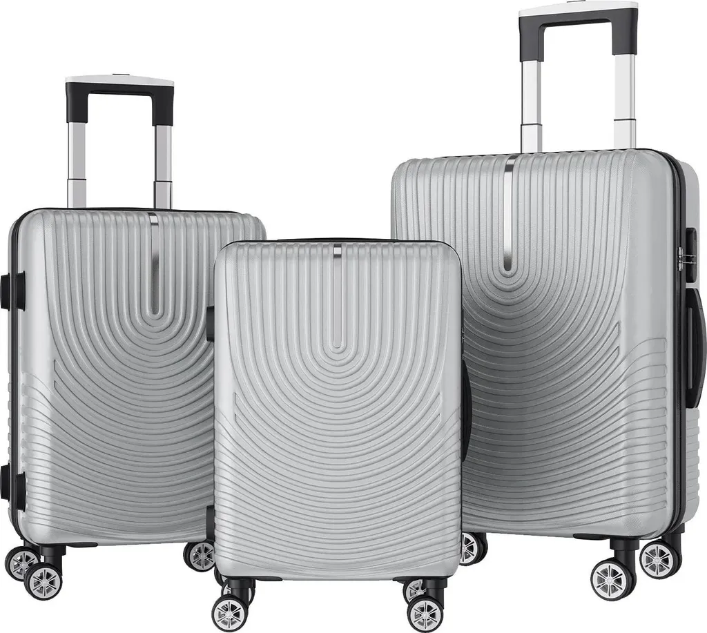 Set de valises trolley argent pour toute la famille et longs voyages