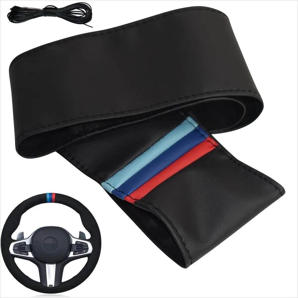 Coprivolante LBM71 in Pelle PU Nero-Blu-Rosso - Universale 38cm