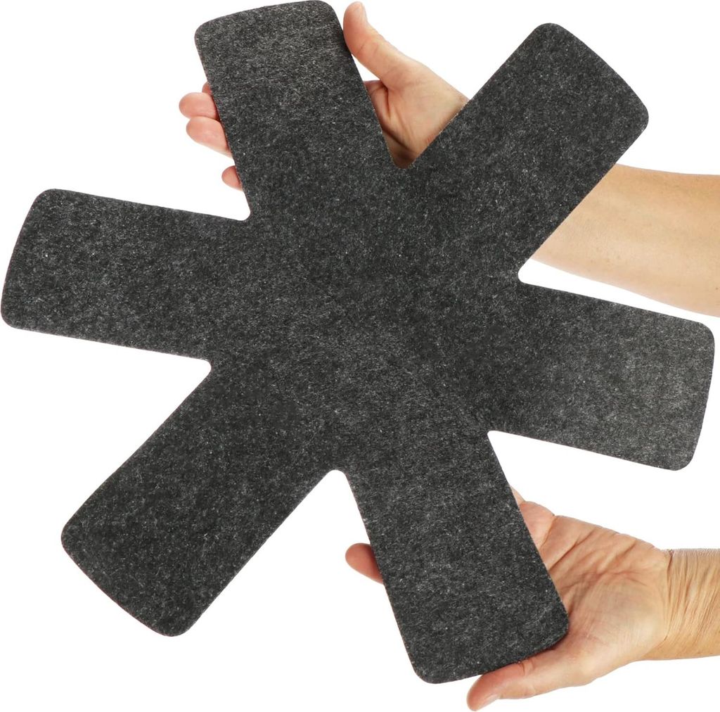 Filz Pfannenschützer - Flexibel und Platzsparend - Set von 6 - Schwarz - 38 cm