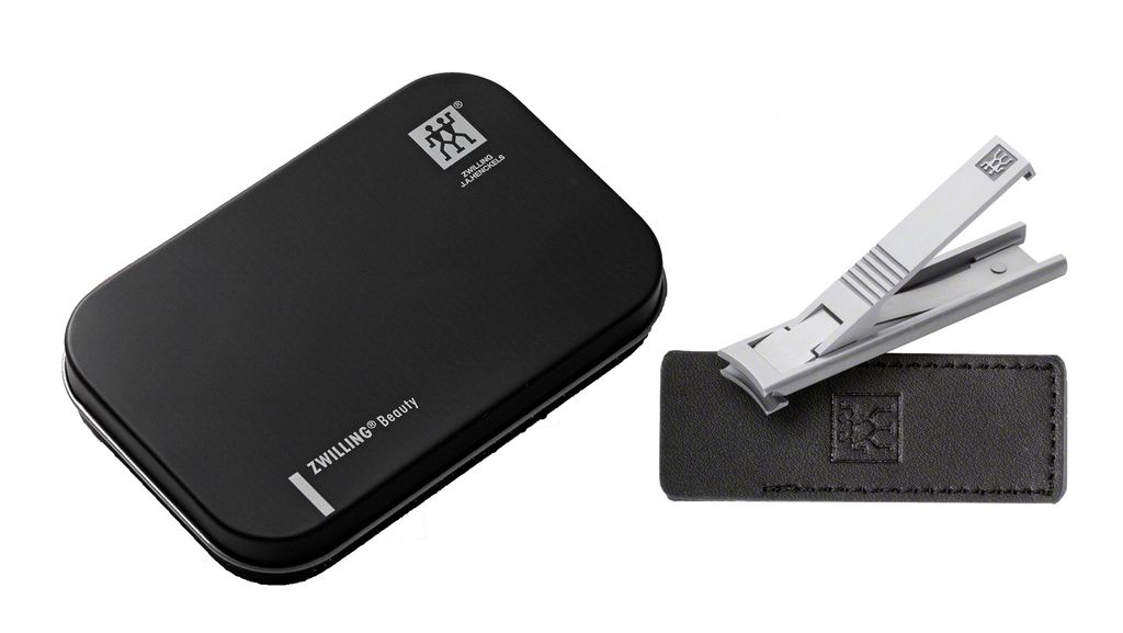 Zwilling TWIN S Nagelknipser Lederhülle + Alubox Schwarz + Geschenkverpackung