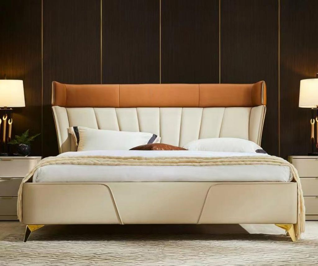 Schlafzimmer Möbell Stilvolles Weißes Doppelbett Moderne Lederbetten