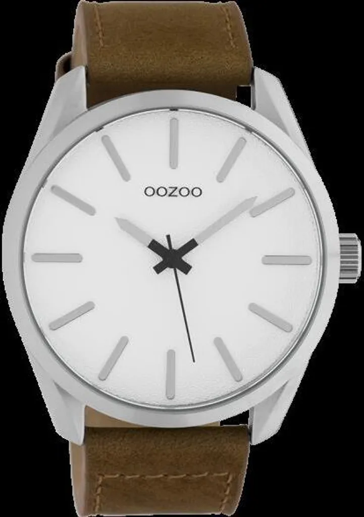 Montre Oozoo Classic Homme Argent et Cuir Marron 46mm C10320 - Élégance