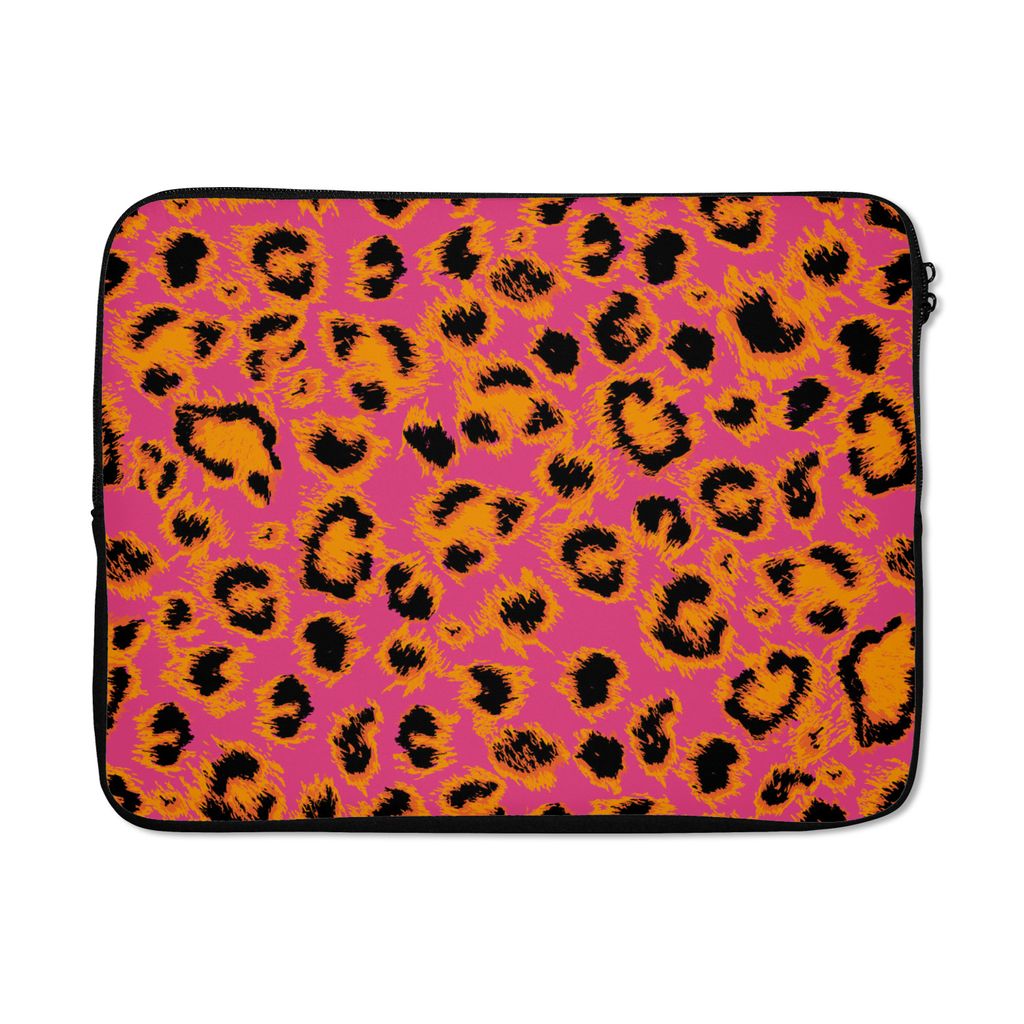 MuchoWow Laptop Hülle 17 Zoll Laptoptasche Design - Pelz - Leopardenmuster - Zipper - Schutzabdeckung
