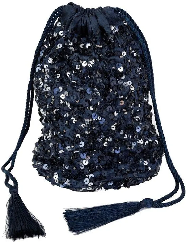 Pochette de soirée pailletée noire anti-accroche pour robe en soie