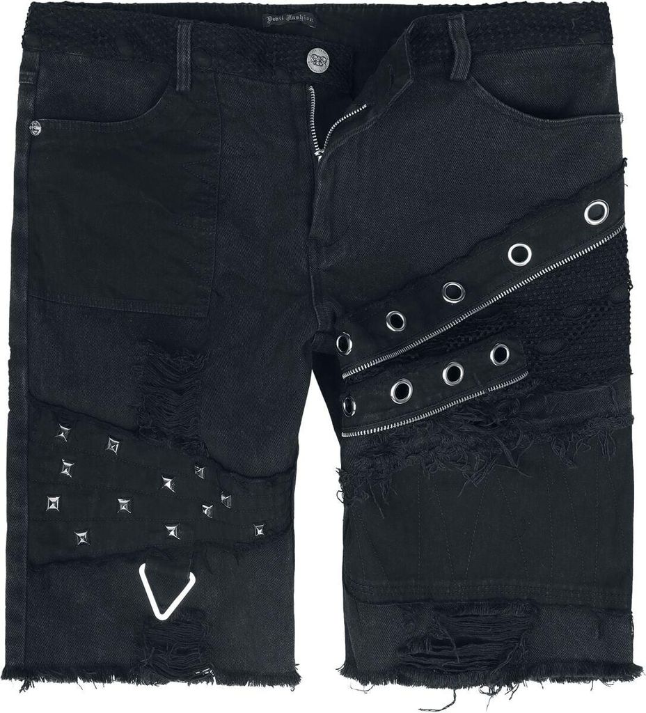 Devil Fashion Short Herren Punk vintage tattered men's half pants schwarz XXL