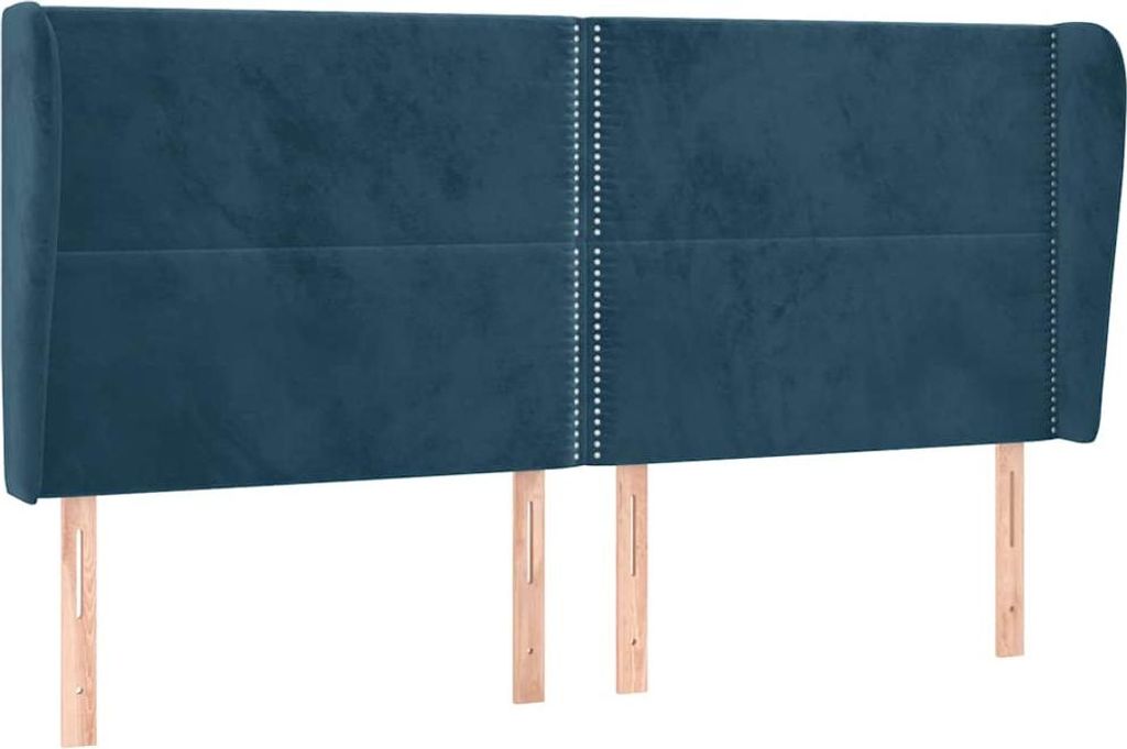 vidaXL Kopfteil mit Ohren Dunkelblau 203x23x118/128 cm Samt
