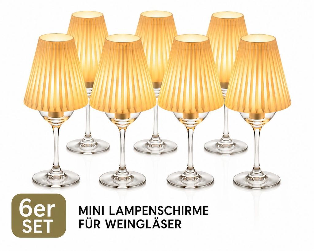 Wogati® Mini-Lampenschirm für Weingläser 6er Set, Produktbild 