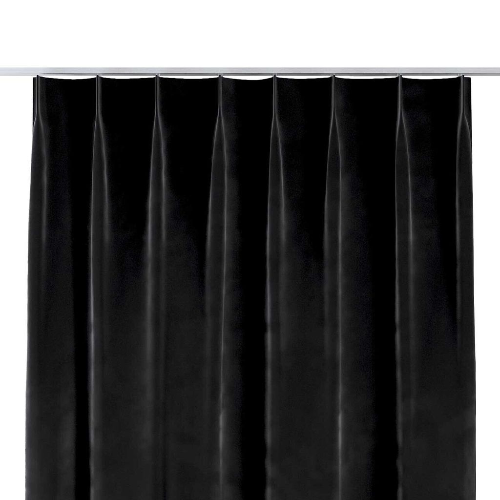 Dekoria Vorhang mit flämischen 1-er Falten, schwarz, 90 x 100 cm