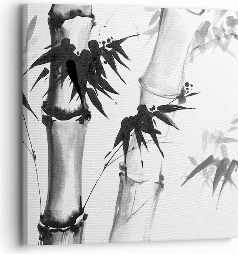 Bild auf Leinwand - Leinwandbild - Einteilig - Asiatisch Aquarell Bambus - 30x30cm - Wand Bild - Wanddeko - Wandbilder - Leinwanddruck - Bilder - W...
