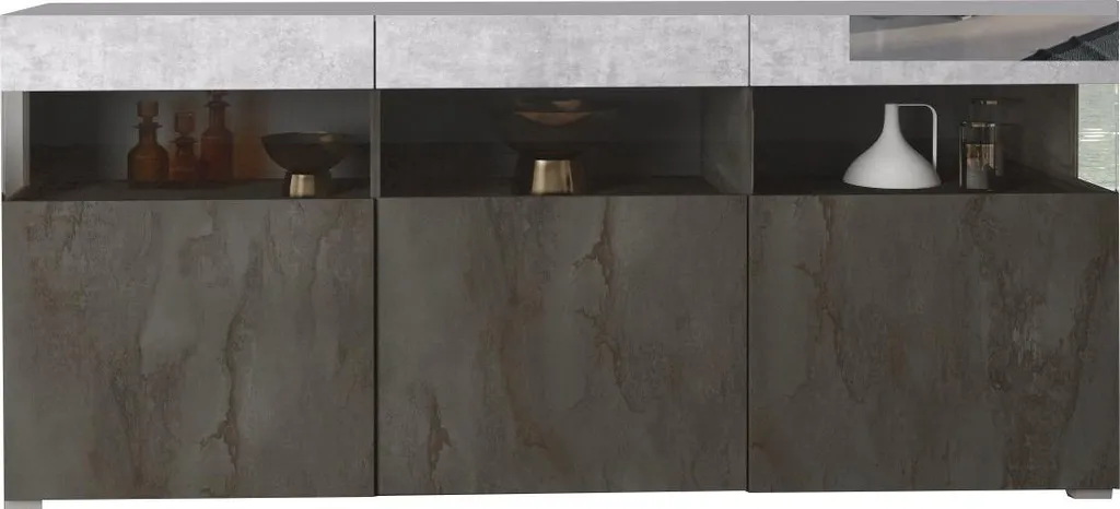 Buffet Enfilade Design Anthracite 180cm Fanna - Meuble de Rangement