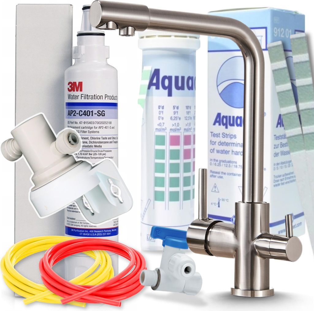Küchenarmatur Ari 2-Auslauf Keramikventil Inox Und 3M Wasserfilter