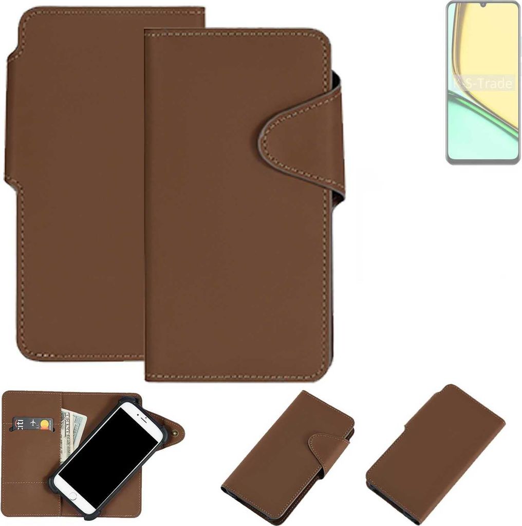 K-S-Trade Schutzhülle Klapphülle Kunstleder kompatibel mit Realme C61 India braun Handy Hülle Wallet Case