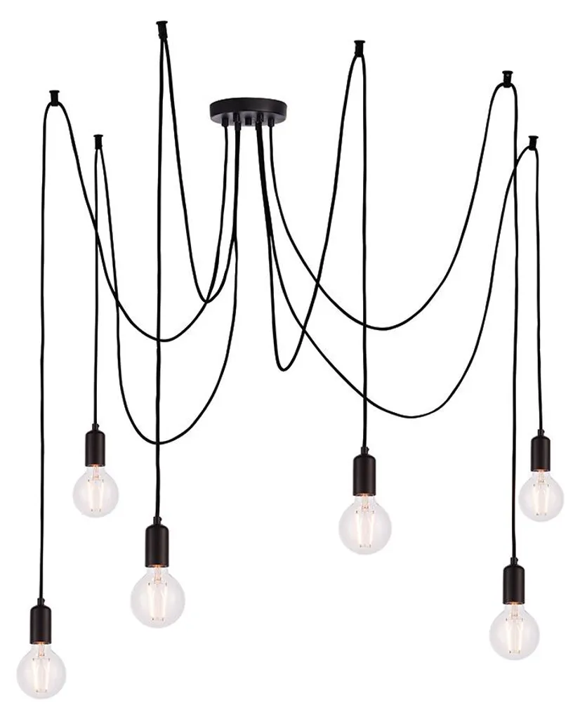 Lustre Araignée Design Noir Mat 6 Lampes STUDIO Endon pour Salon Loft