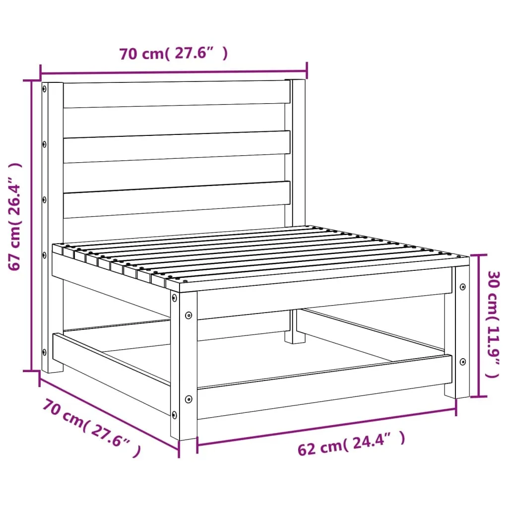 Modulo Divano Outdoor in Pino 70x70x67 | Design Nordico per Giardino - 9