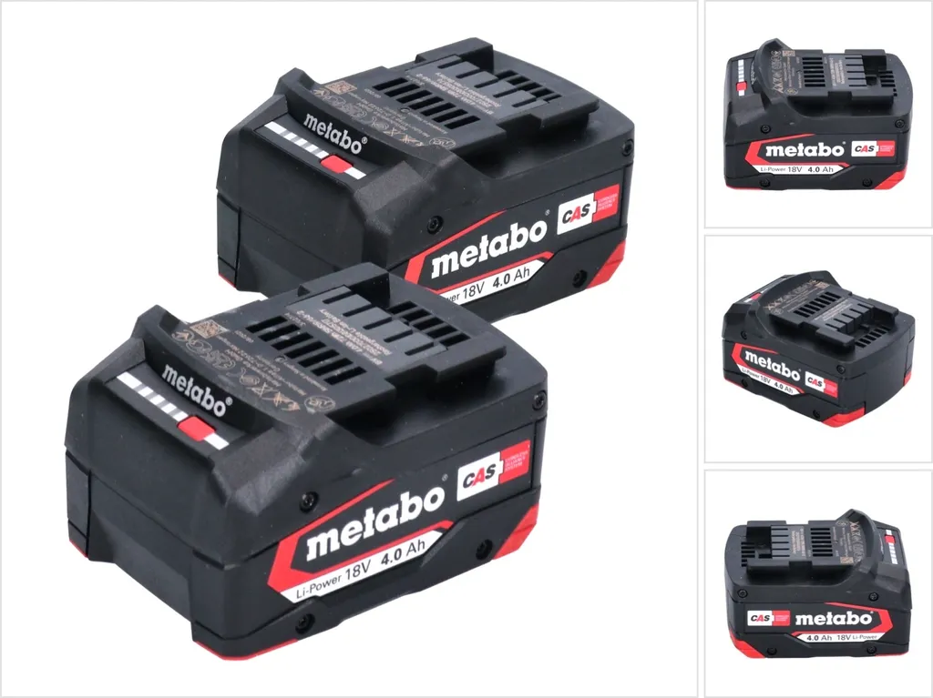 2x Batterie Metabo 18V 4Ah Li-Ion 625027000 - Compatibili CAS