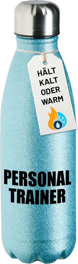 Huuraa Trinkflasche Personal Trainer Training 500ml Blue Edelstahl Wasserflasche Trinkflasche Geschenkidee