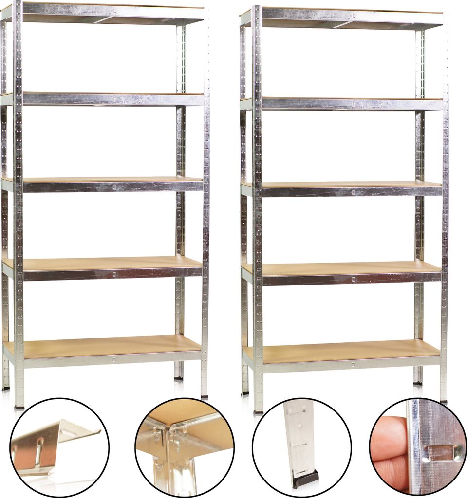 Set 2x Schwerlastregal 90 x 40 x 180 cm, MDF Boden Produktbild 2