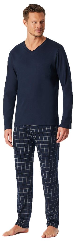Schiesser pyjamabroek, lange, fijne tricot, donkerblauw, Productafbeelding 