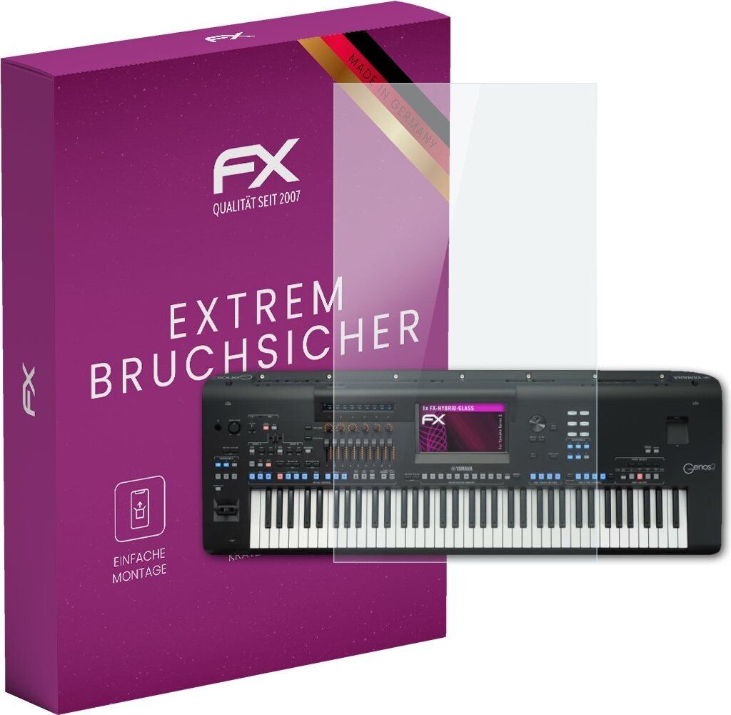 atFoliX FX-Hybrid-Glass Displayfolie kompatibel mit Yamaha Genos 2 Glasfolie
