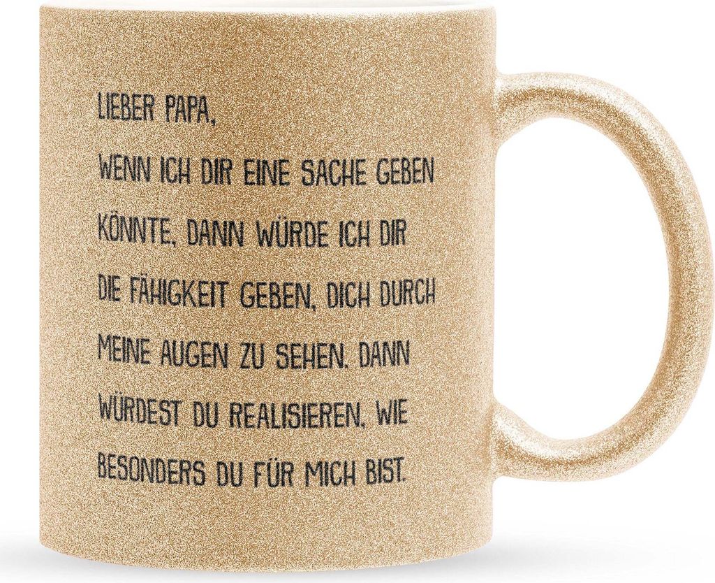 22Feels Glitzertasse Gold Papa Geschenk Vatertag Vater Produktbild 