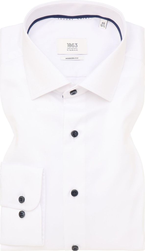 Eterna - Modern Fit - Bügelfreies Herren Langarm Hemd, (8005 X669), Größe:41, Farbe:Weiß (00)