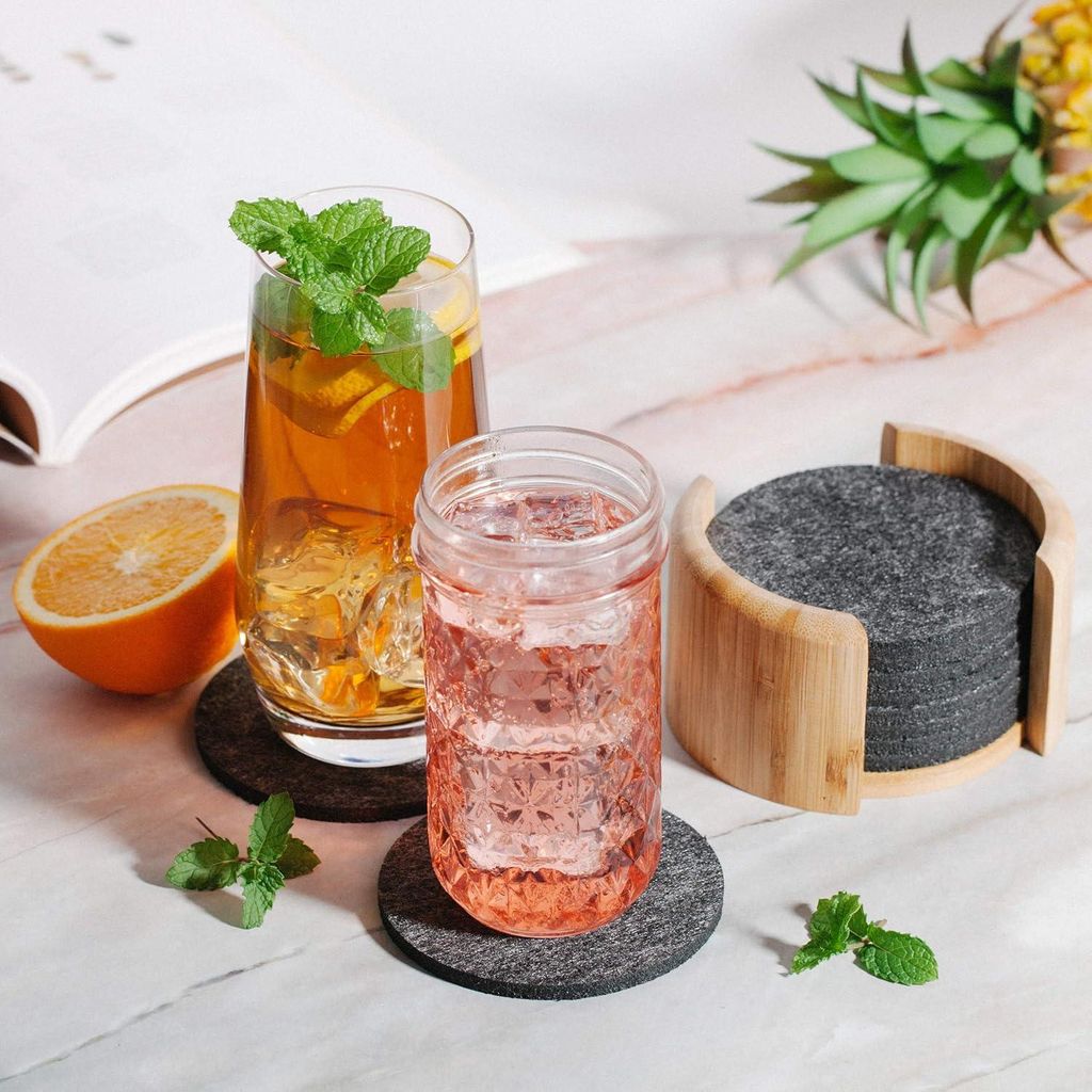Filzuntersetzer rund - Design Tischuntersetzer - Set von 10 - Dunkelgrau - Filz - Perfekt für Gläser und Becher