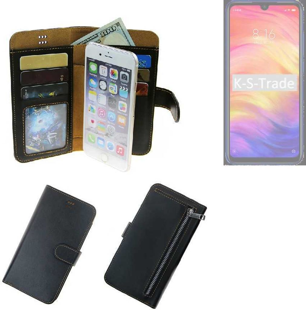 K-S-Trade Schutz Hülle kompatibel mit Xiaomi Redmi Note 7 Pro Klapphülle Case Phone cover Slim Handytasche Handy Hülle schwarz aus Kunstleder (1