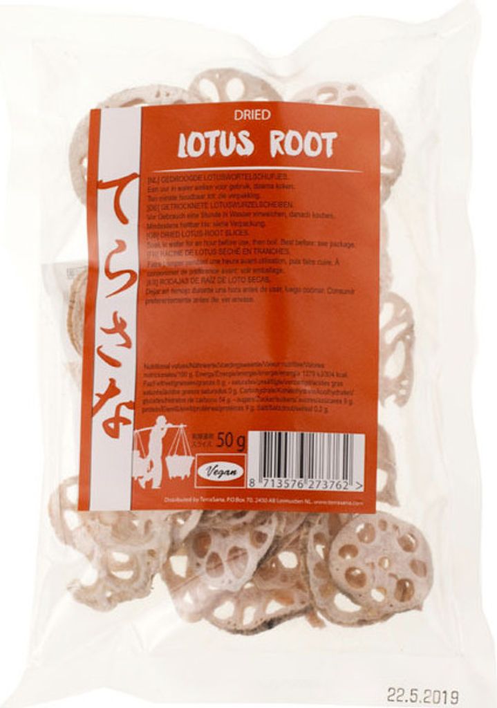 GETROCKNETE LOTUSWURZEL IN SCHEIBEN 50 g – TERRASANA Produktbild 