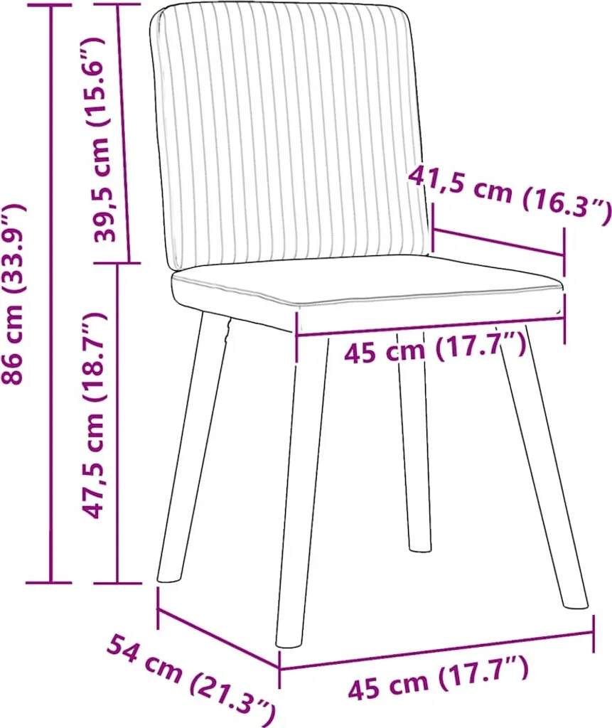 vidaXL Sedie da pranzo 2 pezzi. Tessuto blu denim - 8