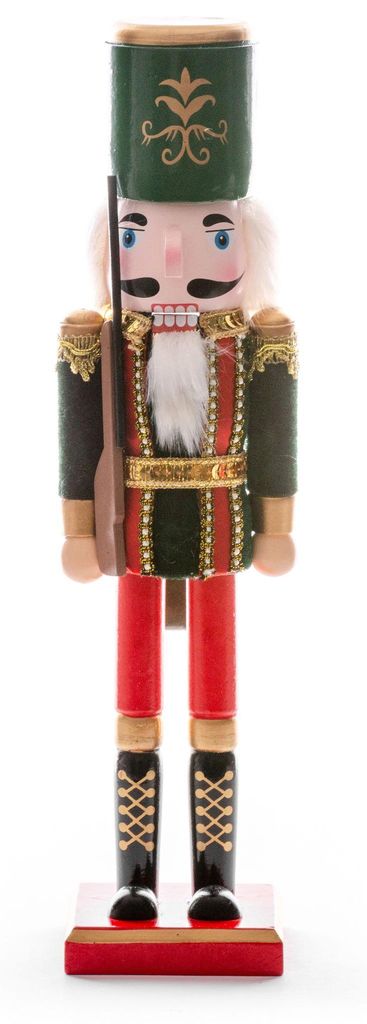 Figur MagicHome Weihnachten Woodeco, 38 cm, Nussknacker mit Mütze, Holz