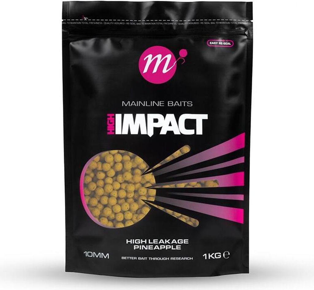 Mainline Baits High Impact Shelf Life Boilies High Leakage Pineapple 1 kg 10 mm