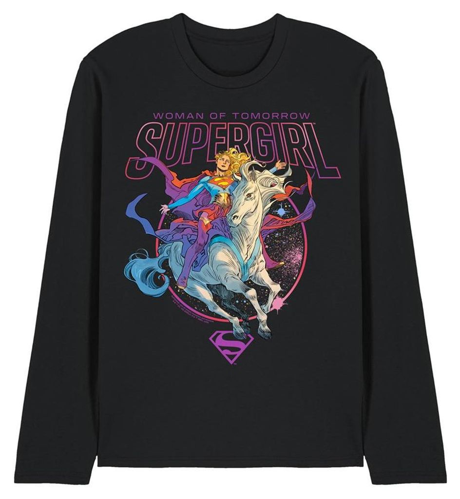 Supergirl - "Woman Of Tomorrow" T-Shirt für Herren/Damen Uni, Langärmlig TV34590 (L) (Schwarz)