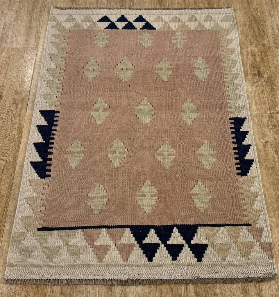 Teppich KELIM ORIGINAL | Farbe: Rose; Größe: 81x115 cm | strapazierfähig und leicht zu reinigen | Wohnzimmer | Schlafzimmer